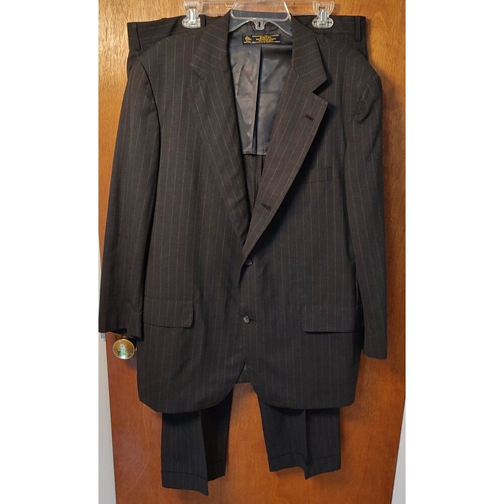 VTG Brooks Brothers Makers Brookease 2-pc gray pinstripe wool suit 46R , 38x30